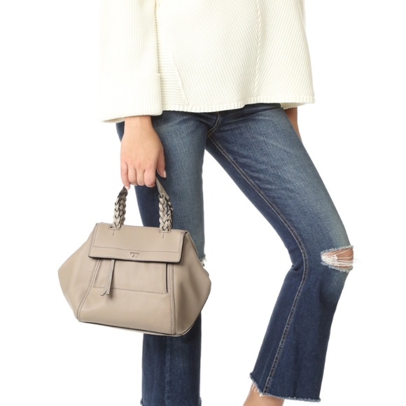 New Tory Burch Half-Moon Gray Leather Small Satchel/Shoulder/Crossbody Bag AUTH - Picture 13 of 13